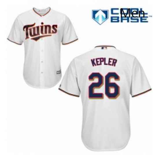 Mens Majestic Minnesota Twins 26 Max Kepler Replica White Home Cool Base MLB Jersey